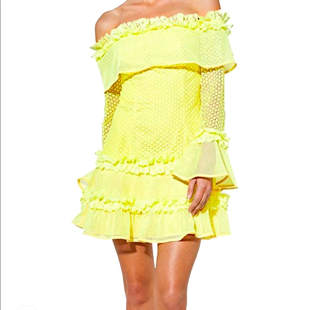 Yellow off shoulder dress